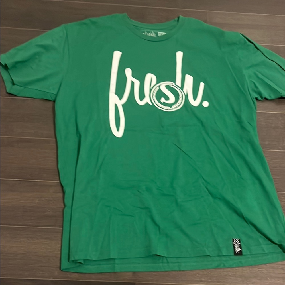 Vibrant Green Short Sleeve Tee with Stylized Text
